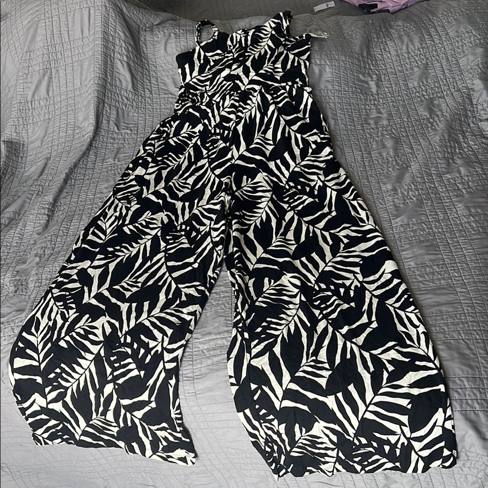 Old Navy Black and White Striped Jumpsuit